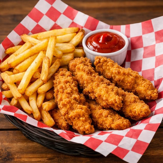 Kids 4 Pieces Chicken Tenders with Fries.